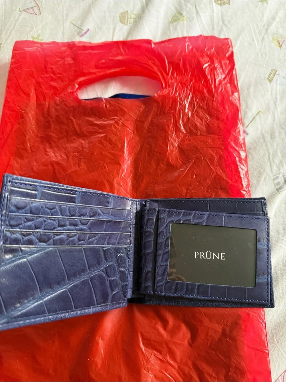 Men's blue Croc-Embossed Leather Wallet